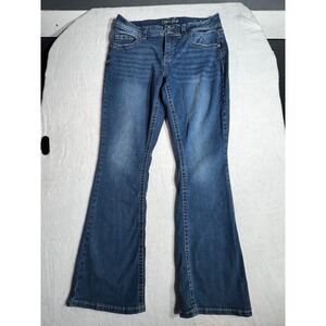 Copper Flash Women Curvy Bootcut Jeans Blue Lotus Embroidered Pockets Size 12